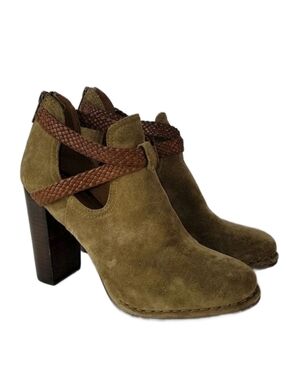 Frye Margaret Shootie Suede Suede Braided Strap Booties